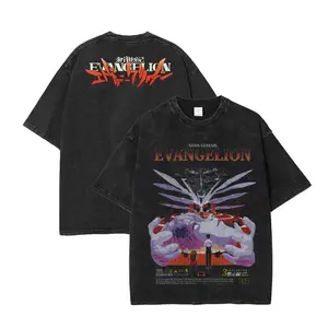 Evangelion Wash T-Shirt, Retro Anime Shirt, Oversized Crewneck, Graphic Tee, Available in Sizes S-3XL, Top Tshirt Streetwear Man Tropical Bestie Menswear Shortsleeve