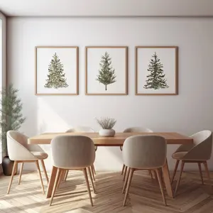 Christmas Tree Wall Art Set of 3, 3 Piece Christmas Wall Art, Christmas Tree Poster ( No Frame )