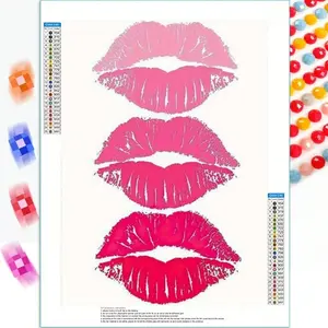 1pc Hot Pink Lips Diamond Painting, Fantasy Romantic Charming Cozy Handicraft Crafts Home Wall Art, Creative Hanging Picture for Living Room and Bedroom, Halloween and Christmas Gift, Family Gift for Mom