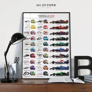 [Sale Up To 30%][Unframed] 2025 World Championship Helmets Cars Poster Mercedes Red Bull Ferrari Gift
