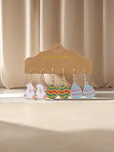 Easter Themed Earrings, Cute Rabbit & Egg Design Dangle Earrings, Fashion Jewelry for Party, Daily Clothing Decor, Trendy All-match & Exquisite Jewelry for Gift, Fashion Chic Accessories, Earrings Set