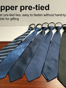 6pcs Business No-Tie Tie Set, Striped Twill Neckties, Classic Self-Adjusting Ties, Perfect for Weddings, Parties, Meetings, Striped Print Tie