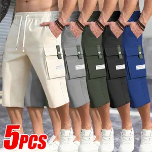 Men's Outdoor Work Pants Pack of 5 - Men's Multi-Pocket Tactical Training Pants - Durable Softshell Hiking Pants - Versatile Casual Spring & Autumn Hiking Pants - Machine Washable - Adjustable Elastic Waist Comfortable Pants