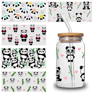 5 Sheets Panda Bamboo UV DTF Stickers Decor Inspiring Designs Waterproof Rub on Transfers Plastic Self-Adhesive Labels Household Faithful Symbols Retro Halloween Bat Cup Wraps anti reflective window tint Resistant Outdoor Silk Morning Glory