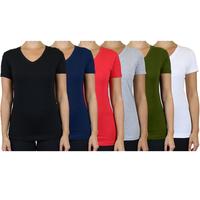 (V-Neck Stretch)Black-Grey-Navy-Red-Olive-White
