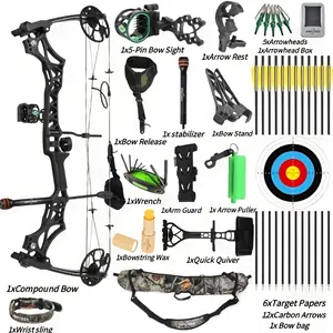 Composite Bow Set Left and Right Hand Universal Indoor and Outdoor Archery Training Lightweight Portable Outdoor Archery Essential Equipment Bow and Arrow Adult Set Archery Equipment