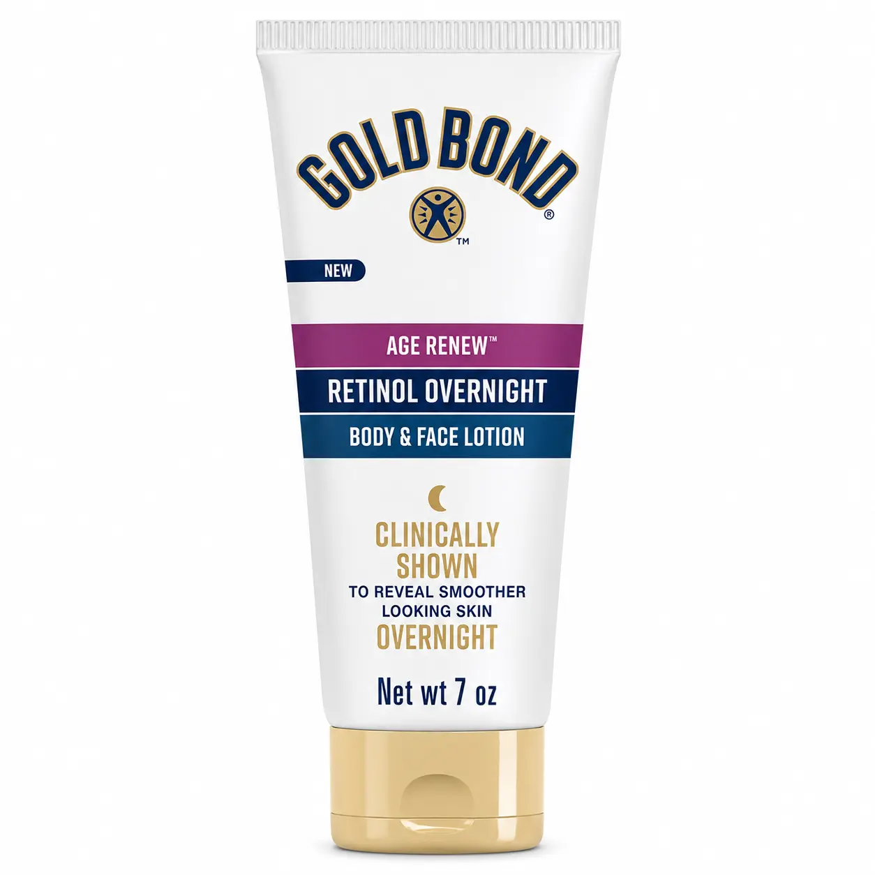 Gold Bond Age Renew Retinol Overnight Body & Face Lotion, Retinol Face and Body Lotion with Peptide Complex, 7 oz