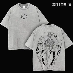 [FS] Retro Limited Vintage Ryomen Sukuna Signature - Jujutsu Kaisen Anime Double Printed  Washed Tee Unisex Oversize Anime Manga Lightweight Cotton T-Shirt Anime Fan Lover SAK