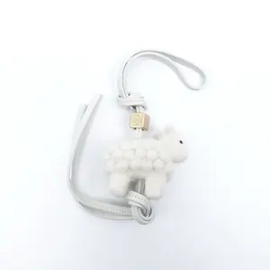 Pre-owned Loewe Fabric Bag Accessories White Bag Charm T10421319
