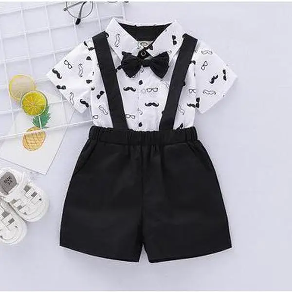 Infant Baby Boy Gentleman Outfit Summer Romper Onesie Suspender Shorts Overalls Newborn Dress Clothes