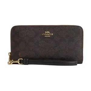 COACH 19 Logo Zip Wallet for Women – Coated Canvas in Walnut