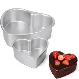 Heart Shaped Cake Pans - Aluminum Heart Cake Molds 6 Inch & 8 Inch - 2PCS Baking Pans for Valentine‘s Baking Birthday Christmas