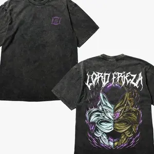 Lord Frieza Anime T-Shirt - Vintage Washed Heavyweight Cotton Tee, Golden Frieza Graphic Streetwear, Retro Oversized DBZ Shirt for Men & Women