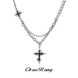 Cross Pattern Titanium Steel Necklace for Men |   Trendy Minimalist Waterproof & Tarnish-Free |   Luxury High-End Clavicle Chain