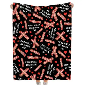 1PC I just really like bacon blankets-bacon gifts, soft and light blankets for children, sofas, beds, birthdays, festivals, outdoor, camping and other multi-purpose blankets.