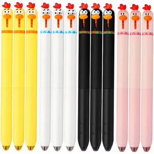 12 sticks of fun chick retractable gel pen, cute creative pen mouth pressing design, 0.5mm fine-pointed black ink, cartoon-shaped pen, suitable for students, offices, schools and gifts (chick style, 12 sticks), Writing Pen, Cute Pens