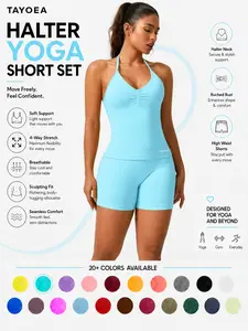 Women's V-Neck Seamless Sports Bra & High-Waisted Yoga Shorts Set, Breathable Gym Running, Comfortable Fitness Wear, Fitted Yoga Set