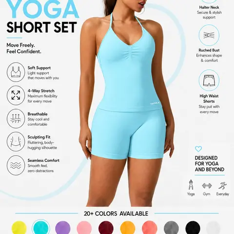 Women's V-Neck Seamless Sports Bra & High-Waisted Yoga Shorts Set, Breathable Gym Running, Comfortable Fitness Wear, Active Wear