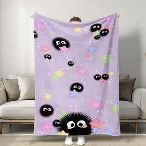 Cute Anime Styleblanket, Adorable Soot Sprites with Stars, Soft and Warm, Home Relaxation,Thin Blanket Dream Workshop
