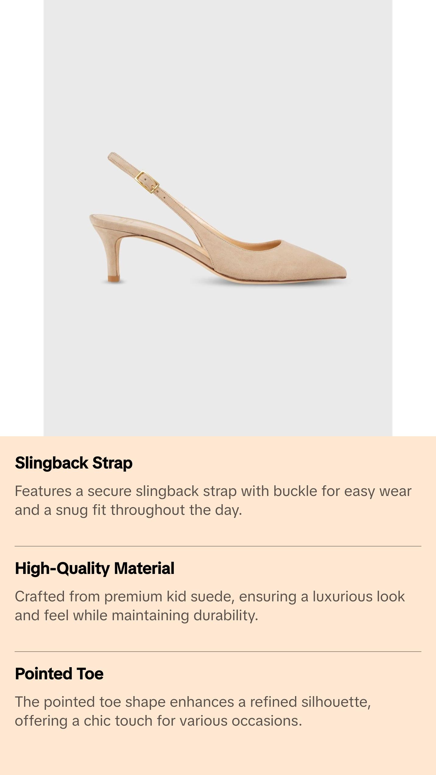 Ann Mashburn Kitten Heel Slingback Pebble Suede