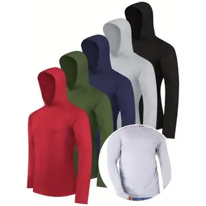 [Quick-DryAthleticHoodies]5pcsHOVSIYLAMen'sAthleticHoodies-Quick-Dry,Moisture-Wicking,Breathable-LongSleeve,CasualStyle,MachineWashableinAssortedColors