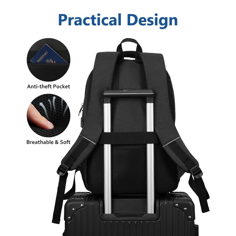kadilong 15 Inch Large Anti-theft Laptop Backpack with USB Charging Port, Headphone Jack & Password Lock, Water Resistant Backpack for Students, Working Adults, School, Work & Travel