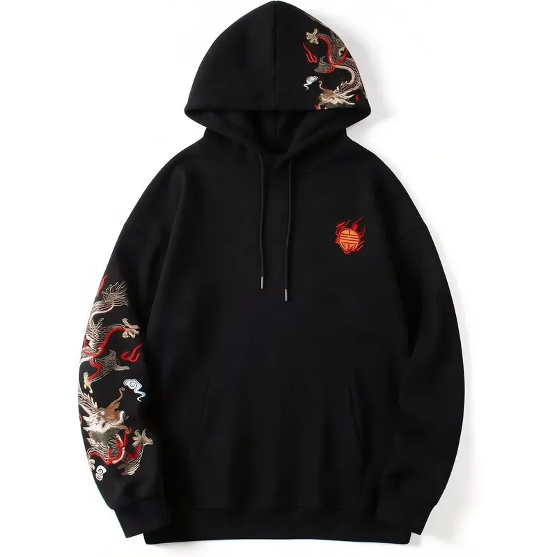 dragon embroidered hoodie - TikTok Shop
