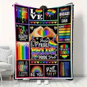 Rainbow Pride Flag Pattern Blanket - Texture-Rich Flannel Throw, Colorful Afghan, Soft Warm LGBT Couch & Bed Essential, Ideal Adult Gift for Rainbow Color Blanket Enthusiasts, Colorful Afghan Blankets, Flag Pattern Blankets