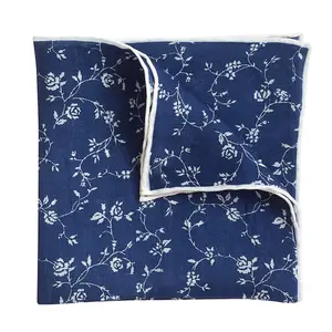 Tendrils Blue Linen Pocket Square