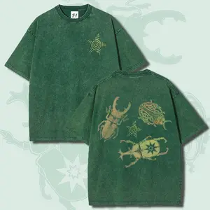 Beetle Insects Enthusiast Oversize Unisex Washed T-Shirt for Women and Men's Unisex Fit Batik Cotton Oversize Streetwear Menswear  Super Soft Pre-Shrunk