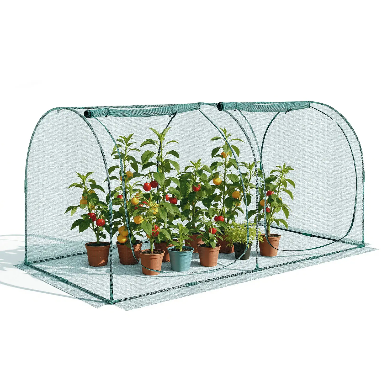 【Summerfinds】Heavy Duty Greenhouse 8.1x3.9x3.9 ft Tall Crop Cage, Wind-Resistant Plant Protection Tent with Steel Tube Frame, Zippered Door, Tear-Resist Mesh, 97.99" Wide Space, Animal Proof, Assembly Required for Garden Raised Beds, Portable, Stable