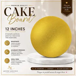 Set of 5 pcs Gold Cake Board  12 inches for Baking and Decorating Durable and Smooth Finish Perfect for Cakes and Desserts