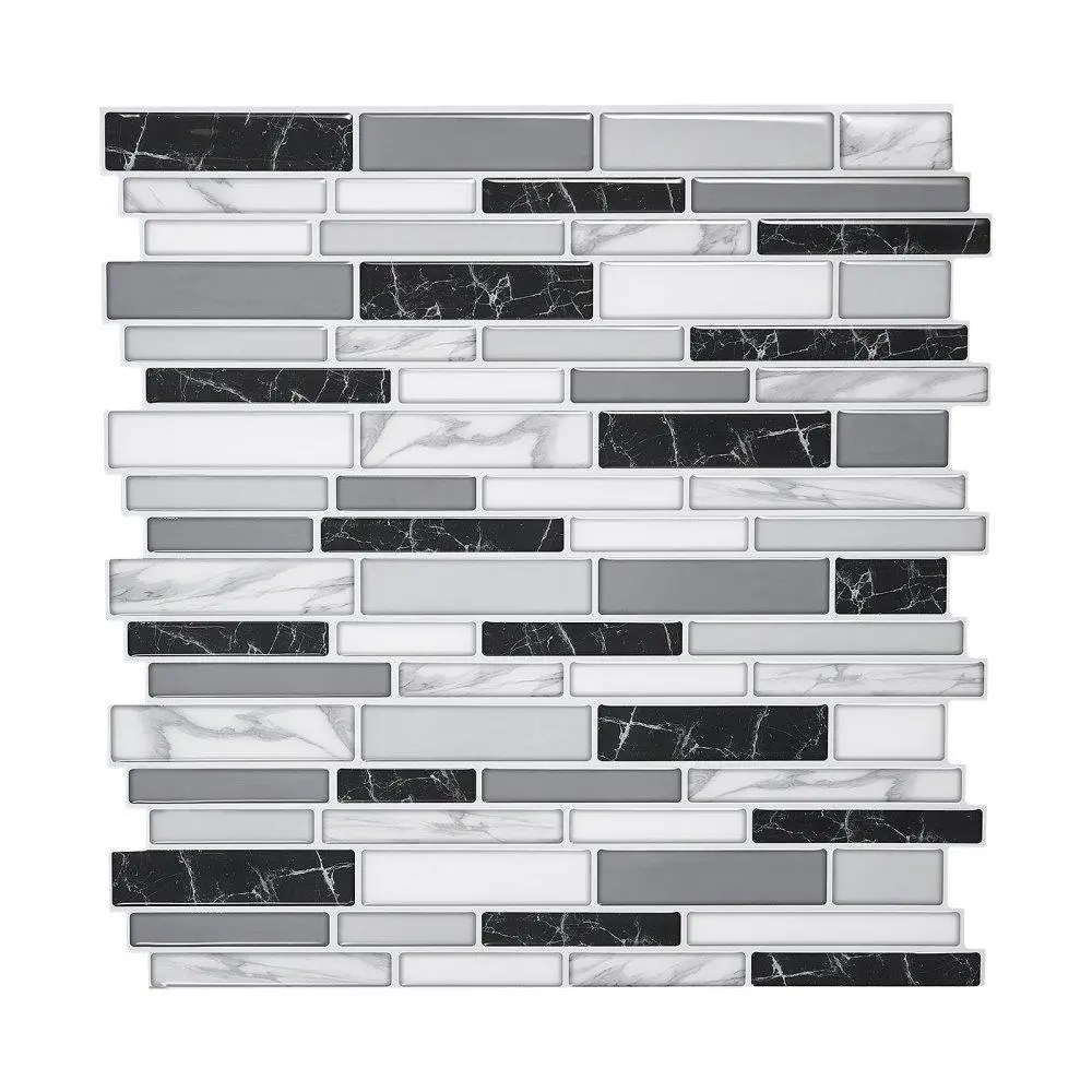 【SummerFinds】VEVOR 10-Piece Decorative Peel and Stick Backsplash Tiles Sticker, 12x12x0.78 in Self-Adhesive Marble-Look Stone Wall Tile, 2-3x Thicker Material, Enhanced Adhesion, Easy DIY Install, Waterproof, Heat-Oil Resistant for Kitchen Decor
