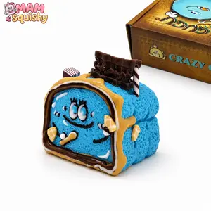 Mini Sea Salt Toast Squishy,Food-Grade Silicone Slow Rising Dessert Squeeze Toy, Cute Food Shaped Fidget Toy with Cookie Top, Stress Relief Sensory Toy for Kids & Adults, Perfect Gift, Party Favors & Collection