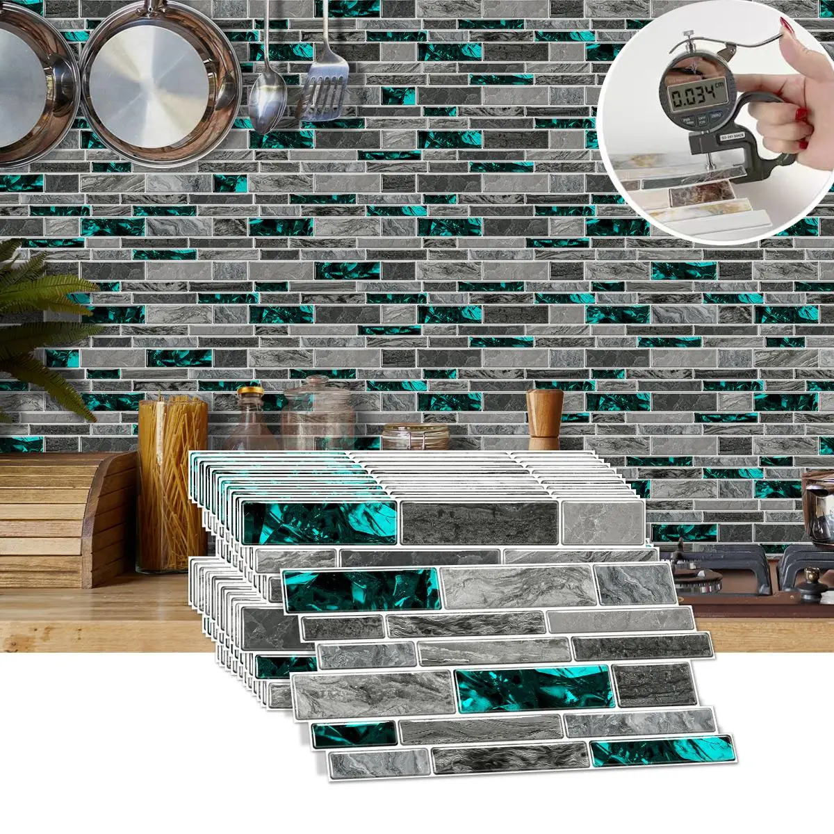 Self-Adhesive Peel-And-Stick Wall Decals, Self Adhesive PVC Splash-Proof & Waterproof Stickers for Kitchen Bathroom Dining Room School Office Decorations