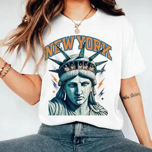New York Knick Liberty Shirt, Statue Of Liberty Basketball Tee, NY Hoops Fan Gift, Vintage Game Day Sports Shirt