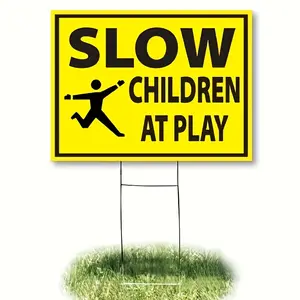 1Pc|SlowChildrenAtPlaySign|Children'sPlayPlug-inSign|Children'sPlaySafetySign16.9"*11.8"|CommunityStreetYardSignForOutdoorUse