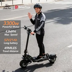 DriveTron DT10 Electric Scooter Single or Dual Motor Foldable Adult Commuter E-Scooter with 10-Inch Tires, Up to 44 MPH Top Speed, Up to 50 Miles Range, Dual Suspension, 360° Lighting, IPX5 Waterproof,UL Certified