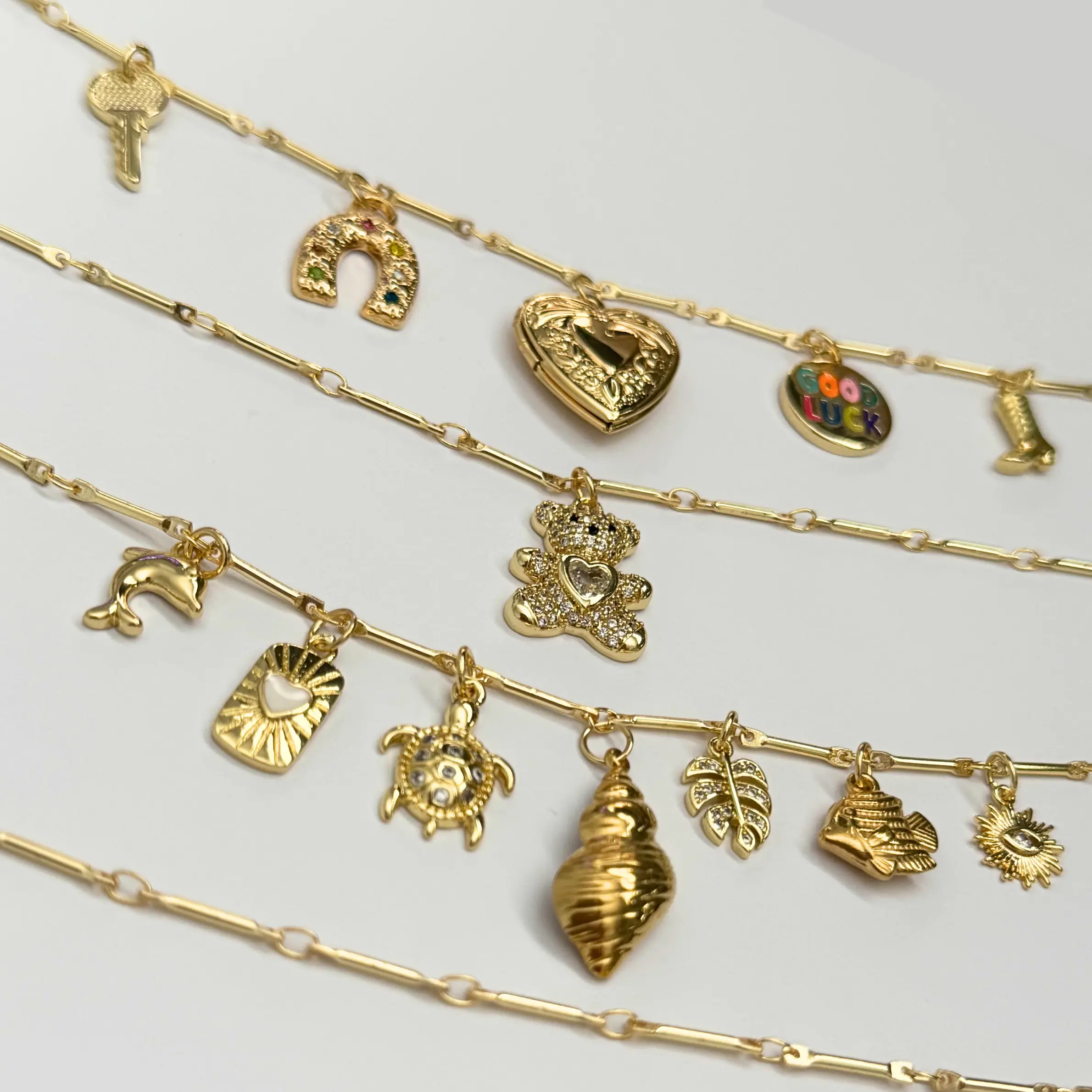 Bar Gold Chain - Custom Charm Necklace or Bracelet Bar Gold Chain - Custom Charm Necklace or Bracelet