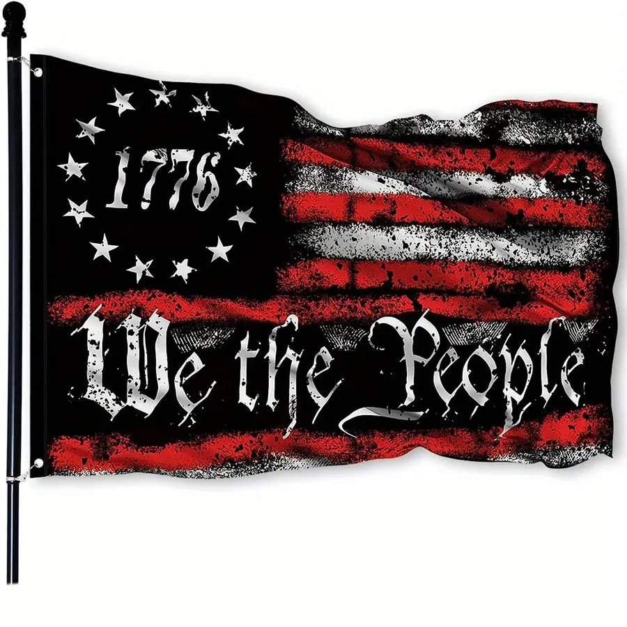 We The People 1776 Patriotic Rectangle Flag - Betsy Ross 13 Star American Rebel Constitution Design, Heavy-Duty Tear-Resist Fade Resistant Polyester, 2 Grommets, Gentle Machine Cycle, Light Yet Durable Outdoor/Indoor Porch Decor