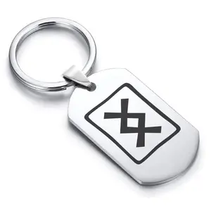 Stainless Steel Elder Futhark Inguz Rune Dog Tag Keychain