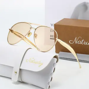 Retro Gold Aviator Sunglasses for Women Men 2026 Metal Oversized 70s Aviators Sun Glasses Lustrous Gold Frame Contemporary Edge UV400 Protection