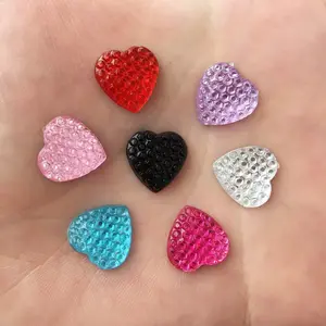 30PCS Mixed 12mm Resin Heart Flat back Glitter Rhinestones Scrapbook Bling Beads Wedding Valentine's Day Decor Crafts Hairpin Jewelry Accessories