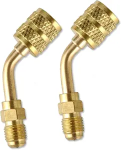 R410a Adapter Mini Split Adapter, 5/16 To 1/4 HVAC for Air Conditioner & Hose Connectors HVAC Tools for R410a Refrigerant Mini Split Recharging & More2PCS 45Angle)
