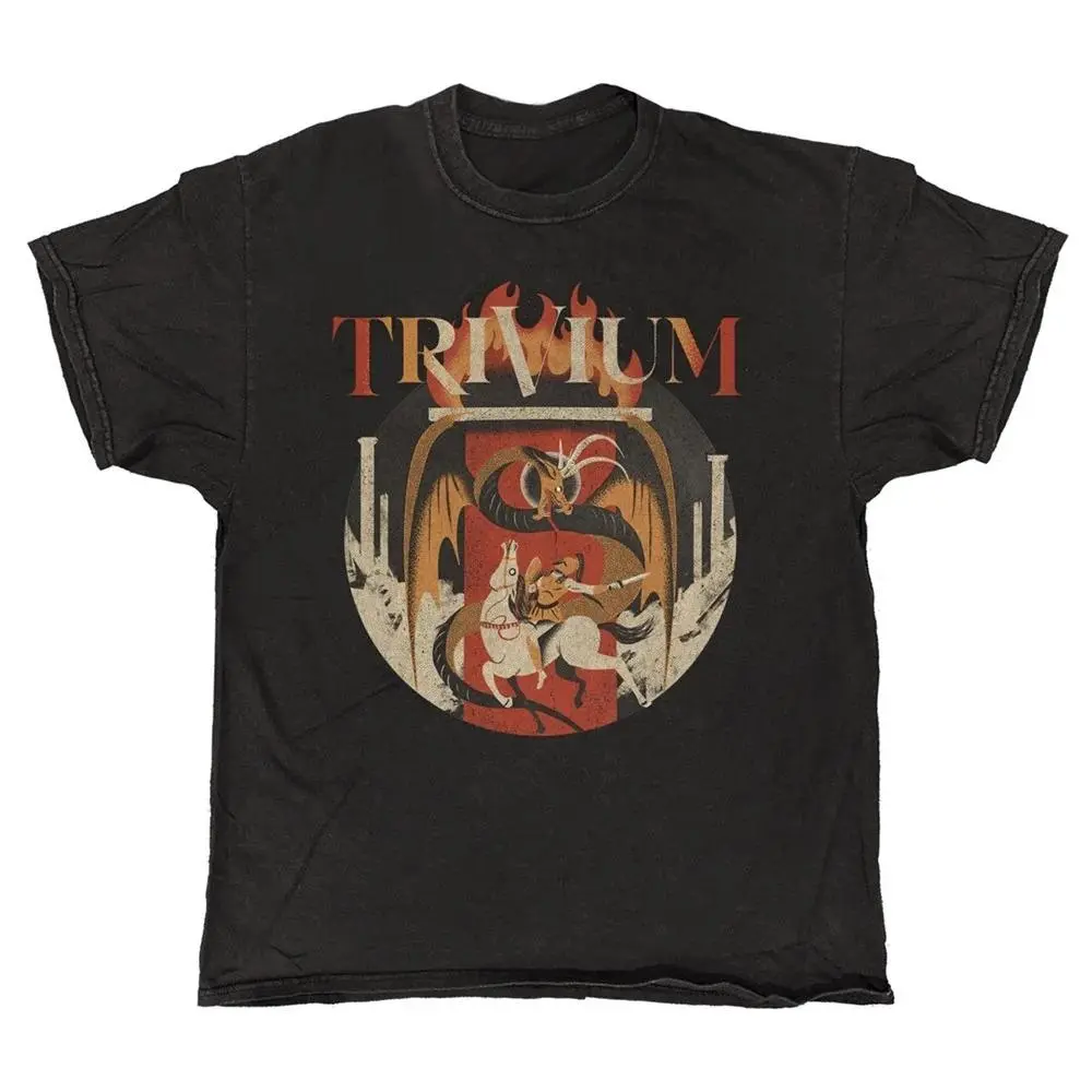 Trivium - Knight Flames - Black Garment-dyed T-shirt