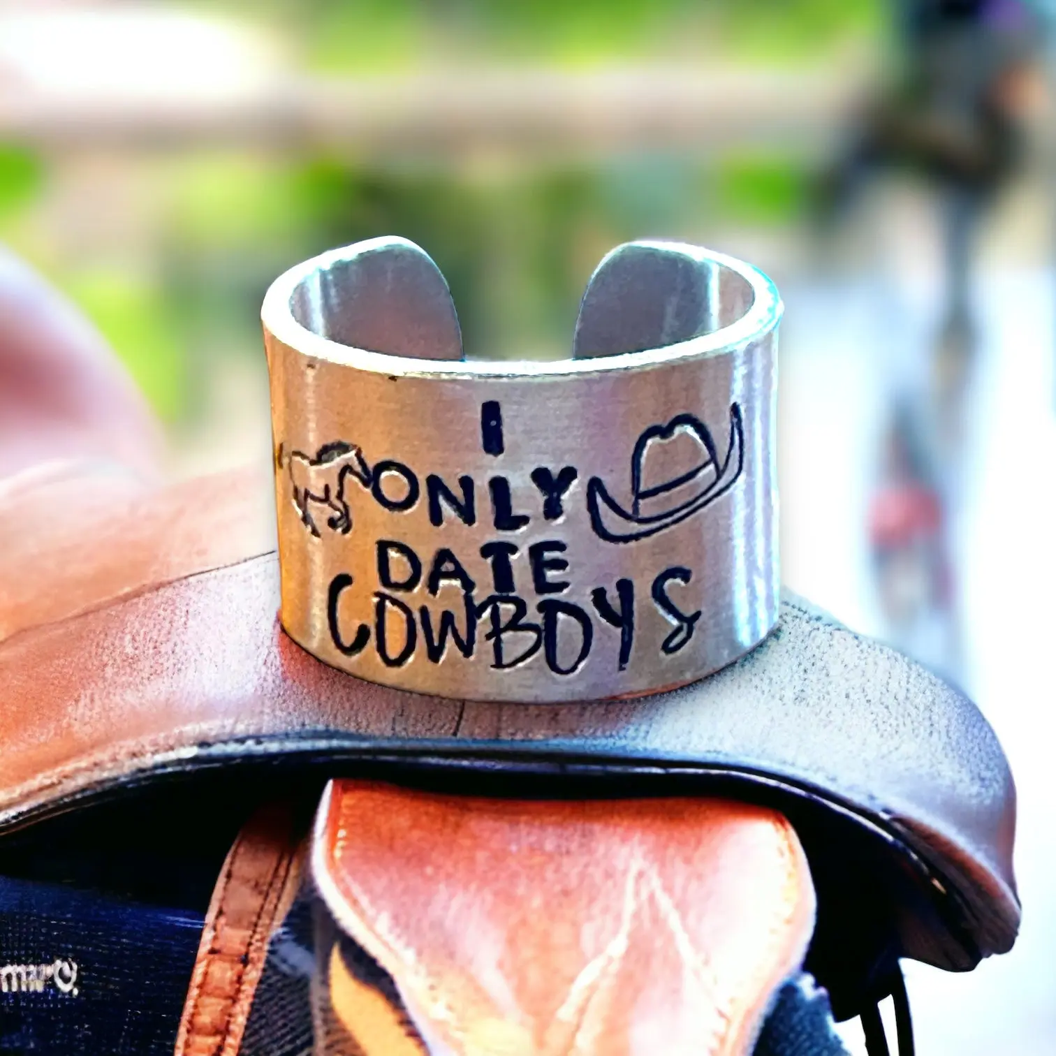 I Only Date Cowboys - Adjustable Ring