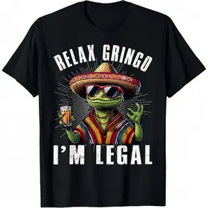 shirts - Cotton Short Sleeve Relax Gringo I'm Legal Mexican Lizard Funny T-Shirt for Men Women - designer hoodies