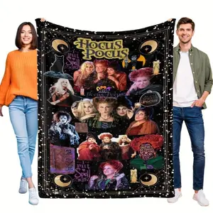 Hocus Pocus Blanket Microfiber Hocus Pocus Cartoon Movie Emotions Characters Theme Blanket -Ideal Movie Theme Gift Decoration
