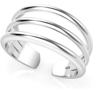 Metal Factory Sterling Silver 3 Row Adjustable Toe Band Ring