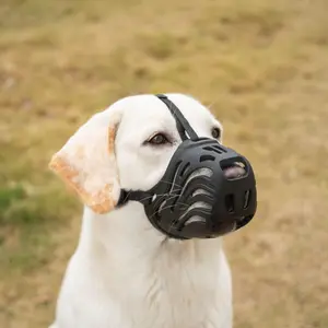 Dog Muzzle for Large Dogs Silicone Dog Muzzle, Dogs can Pant and Drink to Prevent Biting, Chewing and Barking (Black, L-6)